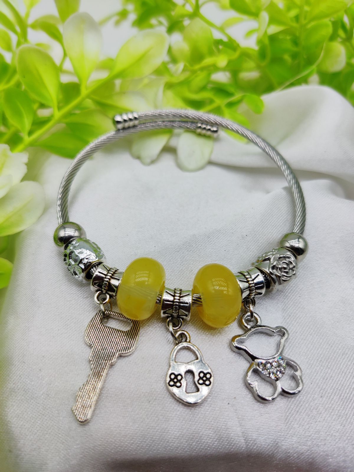 1 Piece Intelligent Elegant Pandora Charm Bracelet with Yellow Beads and Adorable Charms  View Gallery - Pakistan