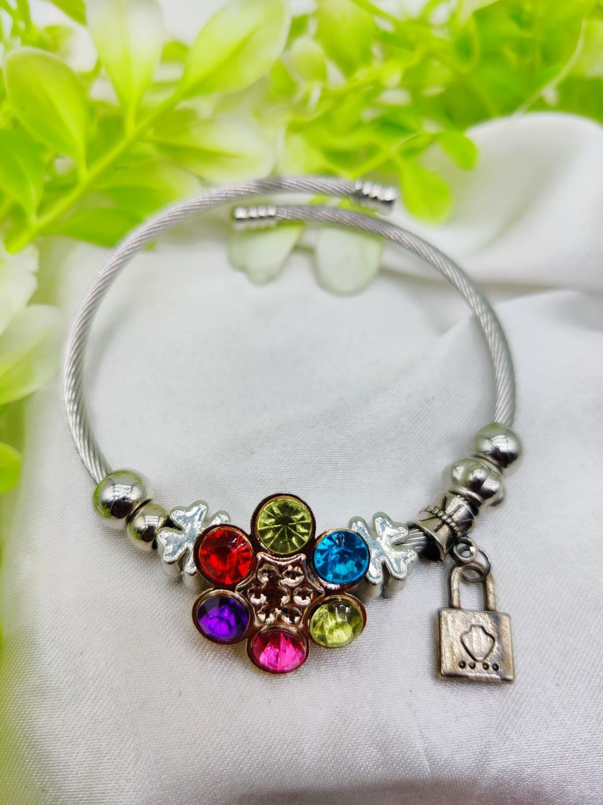 1 Piece Imported Elegant Multicolor Stone Charm Pandora Bracelet | Best Quality Bracelet For Girls &amp; Women View Gallery - Pakistan