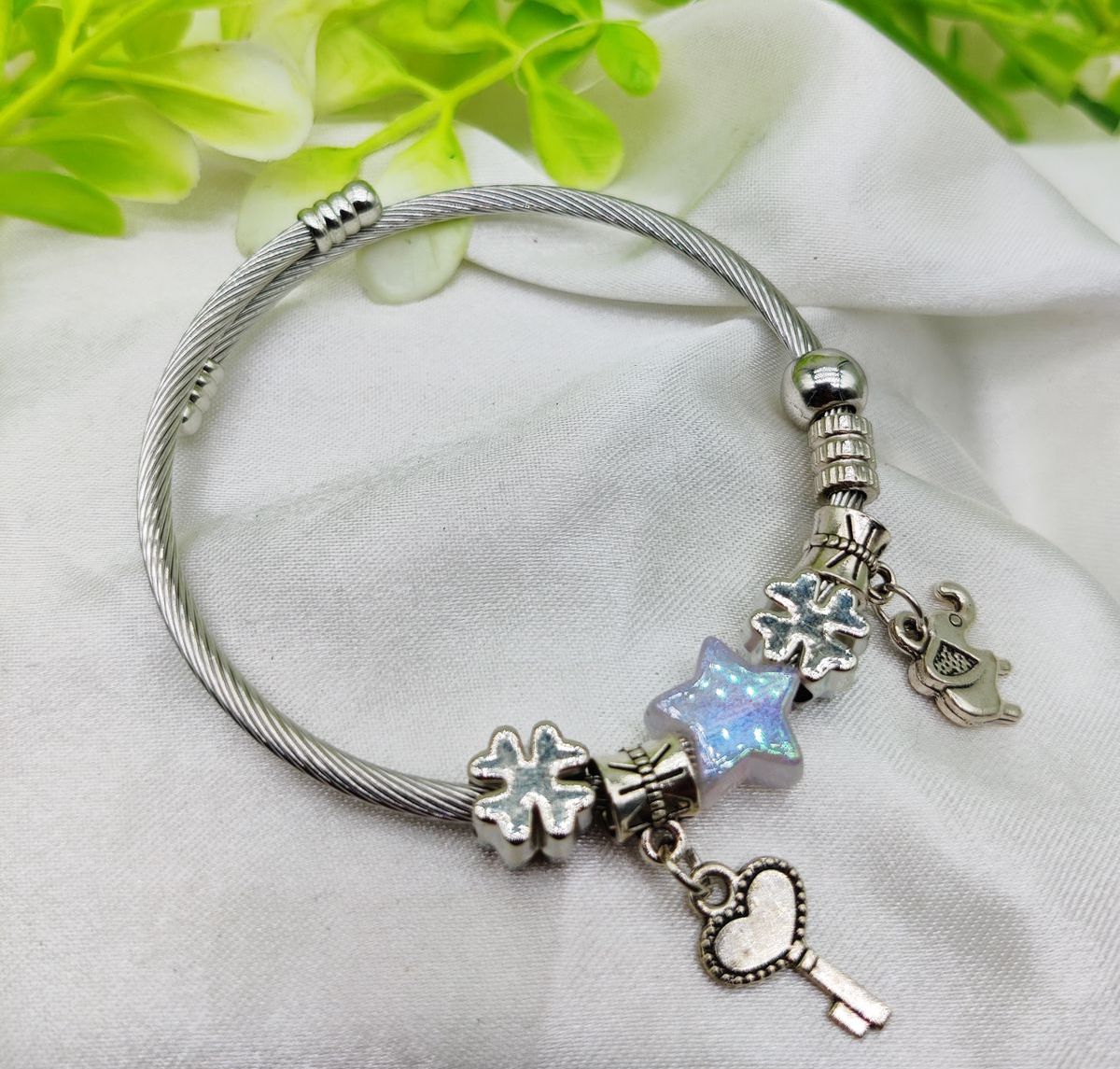 1 Piece Imported Elegant Pandora-Style Charm Bracelet - Starry Opalescent Design | Best Quality Artificial Bracelet For Girls &amp;amp; Women