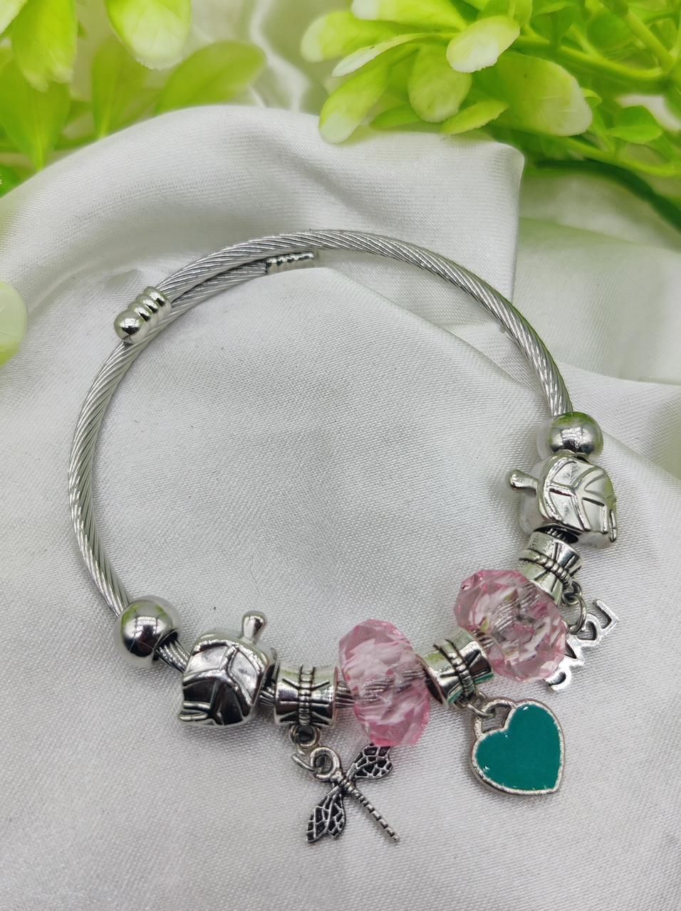 1 Piece Imported Elegant Pandora Bracelet with Heart &amp; Love Charms 💖✨ | Best Quality Bracelet For Girls &amp; Women | Girls &amp; Women Jewellery View Gallery - Pakistan