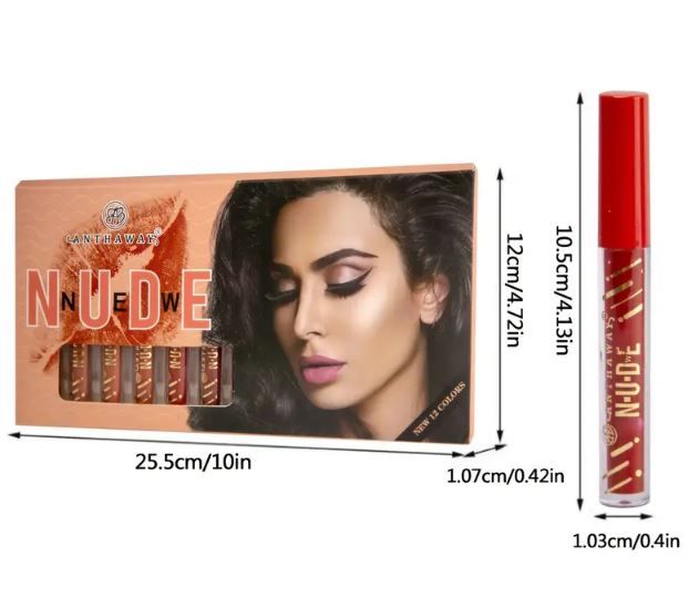 Pack of 12 WaterProof Matte Nude Redish Shades Lipgloss View Gallery - Pakistan