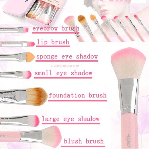 Cute 7 Piece Makeup Foundation Powder Eye shadow Brushes Set View Gallery - Pakistan