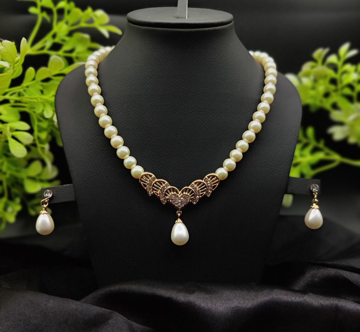 Imported Timeless Pearl Elegance Necklace Set with Drop Earrings | Girls &amp;amp; Women Fashion