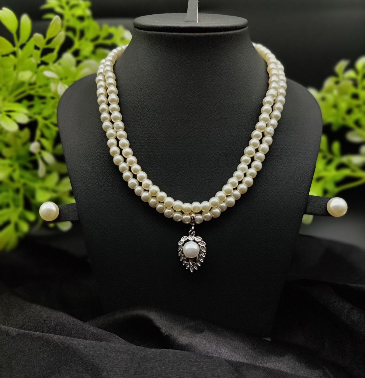 Imported Elegant Double-Strand Pearl Necklace with Delicate Pendant | Girls &amp;amp; Women Fashion