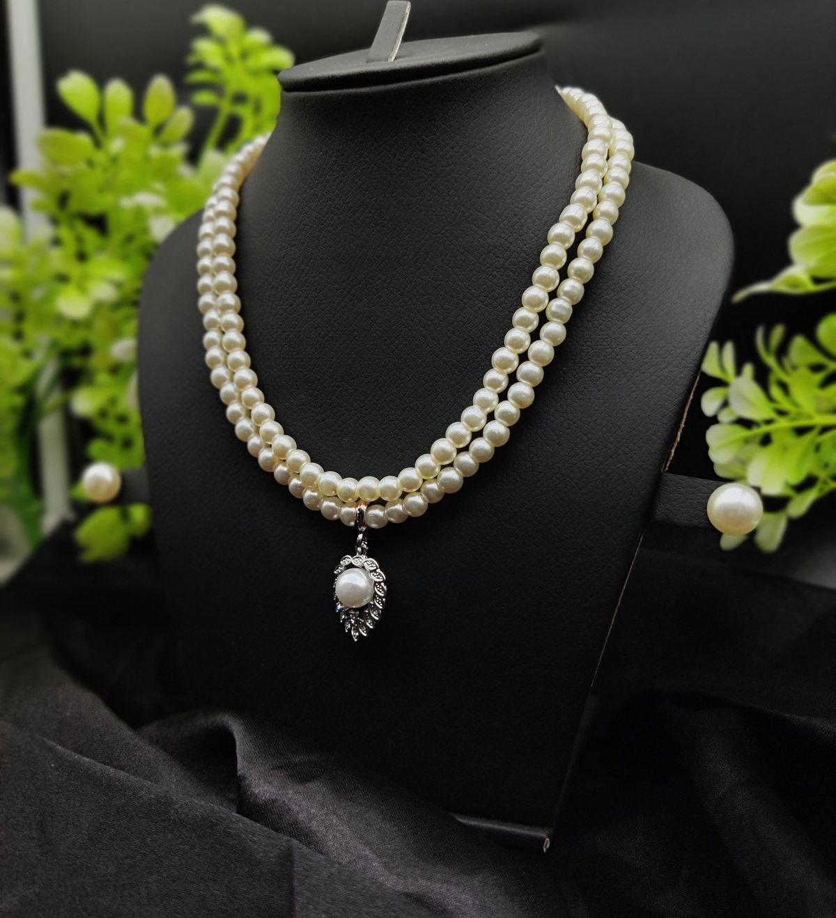 Imported Elegant Double-Strand Pearl Necklace with Delicate Pendant | Girls &amp; Women Fashion View Gallery - Pakistan