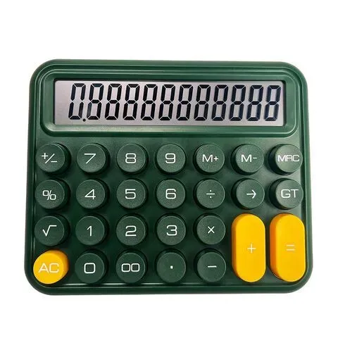 12 digits Keyboard Style Calculator | Mechanical Buttons for Desktop financial accounting cell operated (random color) View Gallery - Pakistan