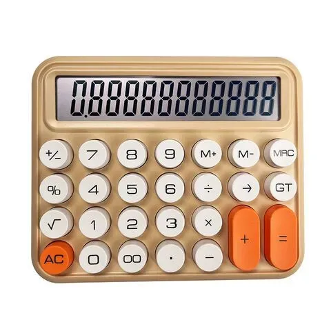 12 digits Keyboard Style Calculator | Mechanical Buttons for Desktop financial accounting cell operated (random color) View Gallery - Pakistan