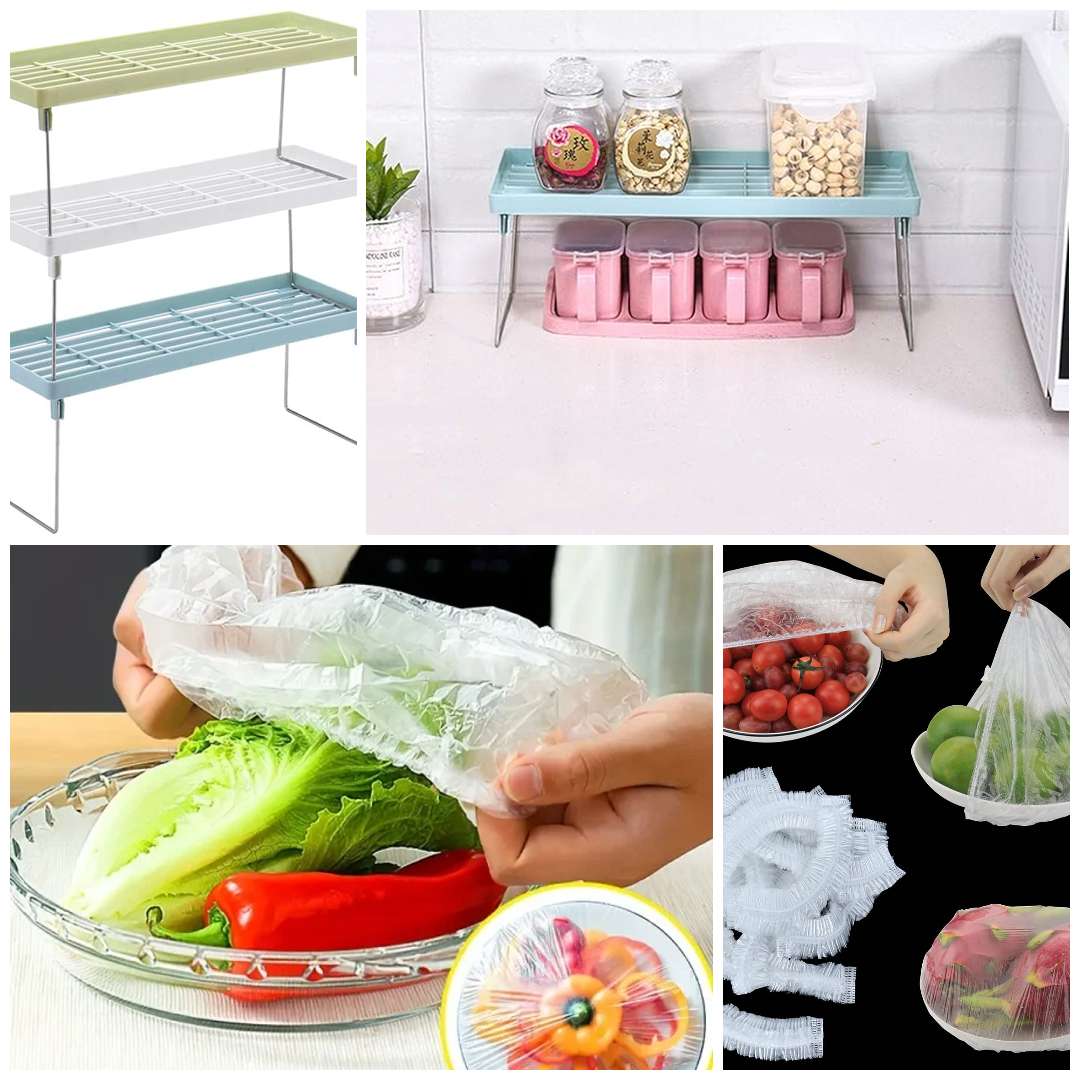 ( 2 in 1 ) stack- up shelf and  disposible food bag   (100 pieces) (random color) View Gallery - Pakistan