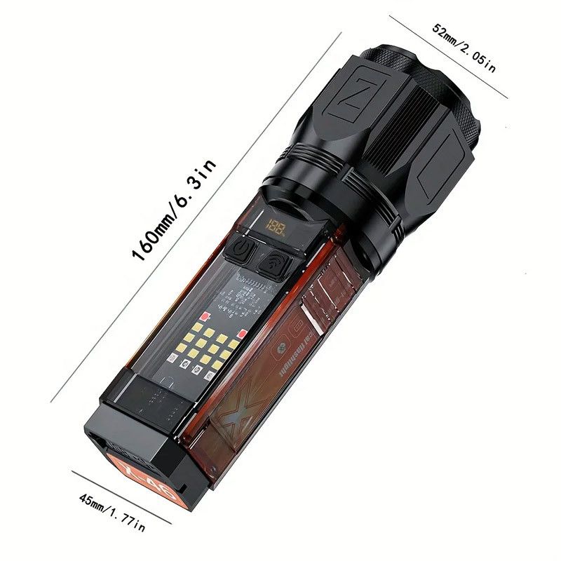 X-46 Multifunctional Flashlight – Telescopic Zoom, Type-C Charging, Power Bank &amp; Multiple Light Modes View Gallery - Pakistan