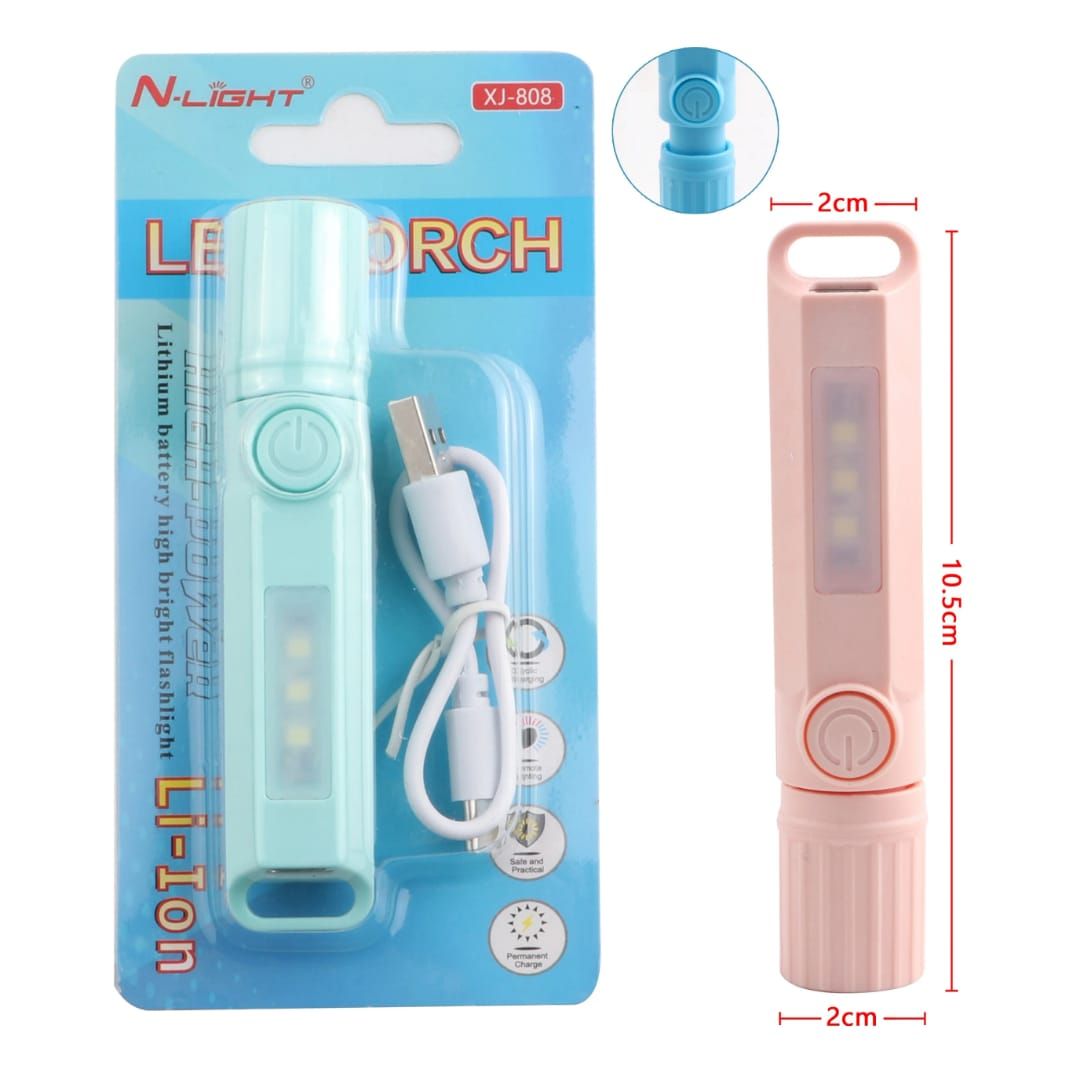 XJ-808 Multifunctional ABS LED Pocket Work Light New Design Portable USB Torch Flashlight Outdoor Emergency Camping Use EDC Flashlight ( Random Color )