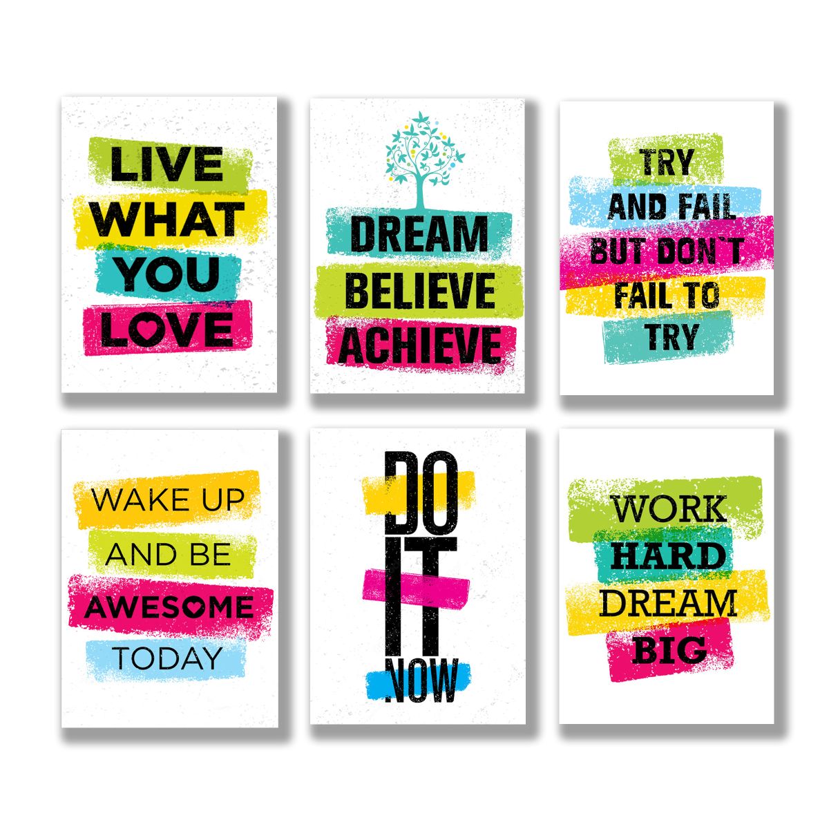set of 6 Motivational sticky canvas frames for wall decore / sticky phototiles View Gallery - Pakistan