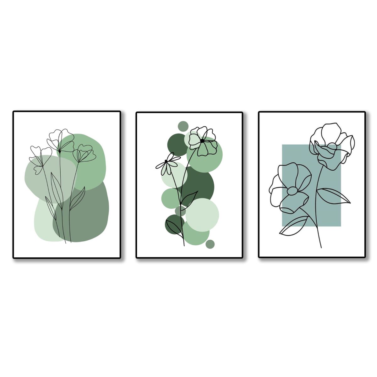 set of 3 abstract plant art wooden canvas frames for wall decore / sticky phototiles for home and office View Gallery - Pakistan