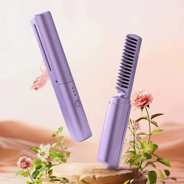 2-in-1 Hair Styling Brush, Straightener, Curler Comb Random Color View Gallery - Pakistan