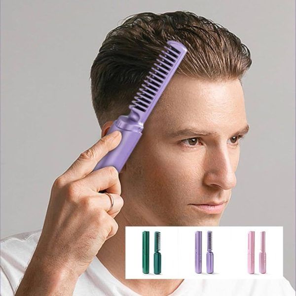 2-in-1 Hair Styling Brush, Straightener, Curler Comb Random Color View Gallery - Pakistan