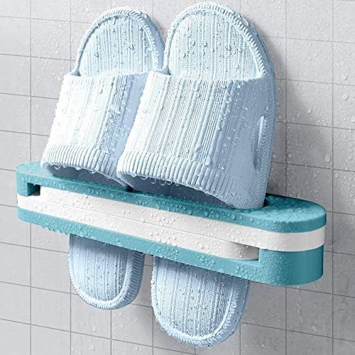 3 In 1 Shoes Rack Wall Mounted Folding Slippers Shoes Bathroom Towel Hanger Organizer Rack in House Shoes Stand Hanging Shelf Rack Holder for Multipurpose use(random color)