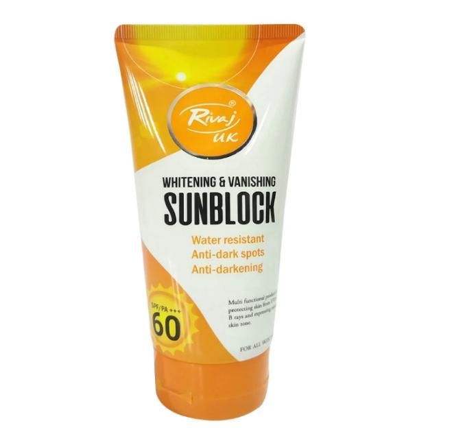 Rivaj Sunblock Whitening &amp; Vanishing SPF60 Ideal for all skin types 100-ml View Gallery - Pakistan