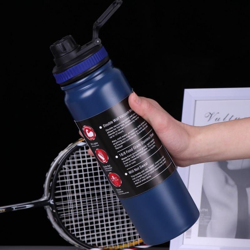 Vacuum Insulated Double Wall Stainless Steel Water Bottle/Sports Kettle Hot &amp;amp; Cold, Leak &amp;amp; Sweat Proof Thermos Flask 1000ml (Random Color)