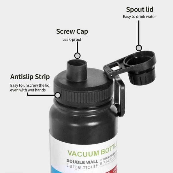 Vacuum Insulated Double Wall Stainless Steel Water Bottle/Sports Kettle Hot &amp; Cold, Leak &amp; Sweat Proof Thermos Flask 1000ml (Random Color) View Gallery - Pakistan