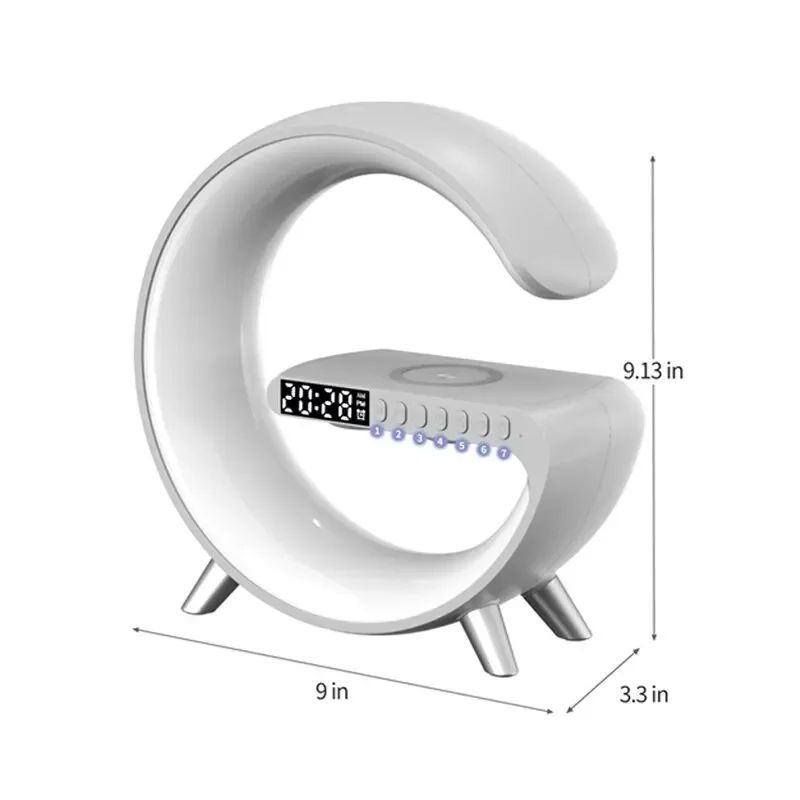 G63 RGB Light Bluetooth Speaker with 10W wireless charging  4 in 1 LED Atmosphere RGB Night Light Alarm Clock Desk Lamp Bluetooth Speaker Wireless Charging Modern View Gallery - Pakistan