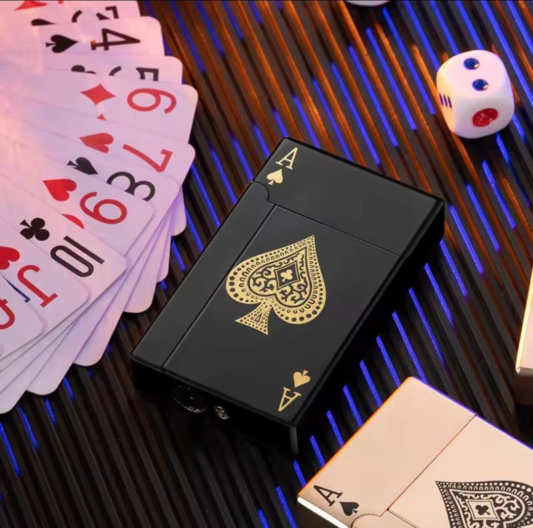 Jet Torch Playing Card Lighter, Green Flame Ace Card Lighter Windproof Refillable Lighter Playing Cards Cool Design (Metal Body) random color View Gallery - Pakistan