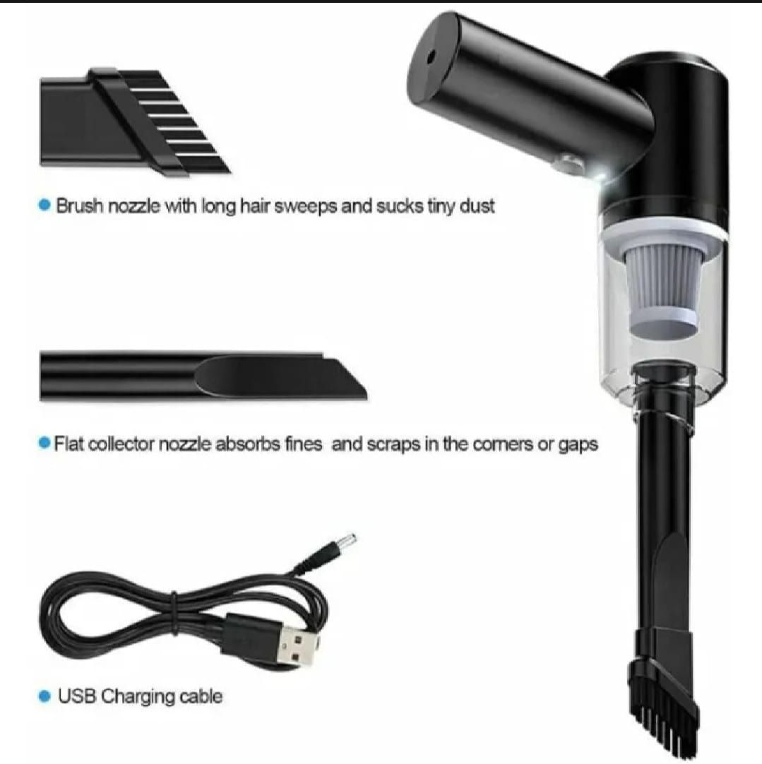Powerful 3-in-1 Cordless Handheld Vacuum Cleaner with LED Light - Wet &amp; Dry, Strong Suction for Car, Sofa, Carpet &amp; Home Cleaning (With box) View Gallery - Pakistan