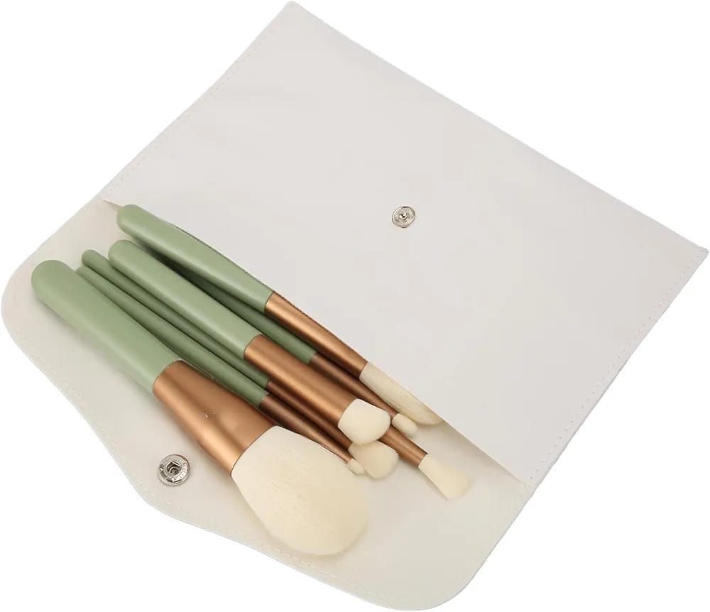 7 Pcs makeup Brush Set Complete Lip Brush Eye Shadow Loose Powder Brush Beauty Tools With Pouch (Green) View Gallery - Pakistan