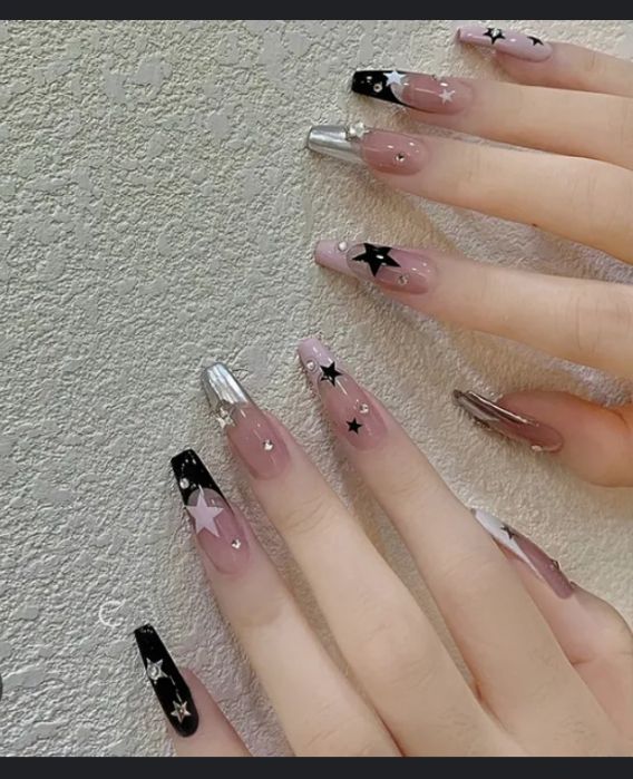 10 PCs Fake Nails False Nails Wearable Nails Stylish Pattern Artificial Nails | Fake Nails For Girls | Artificial Nails For Women with Sticking Dots ( Random Design ) View Gallery - Pakistan
