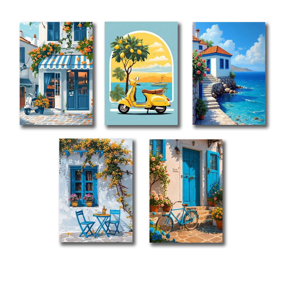 Set of 5 Italian Vintage Homes Art Themed Wall Art Wooden Sticky Photo tile Frames for Wall Home and Girls Room Decoration View Gallery - Pakistan