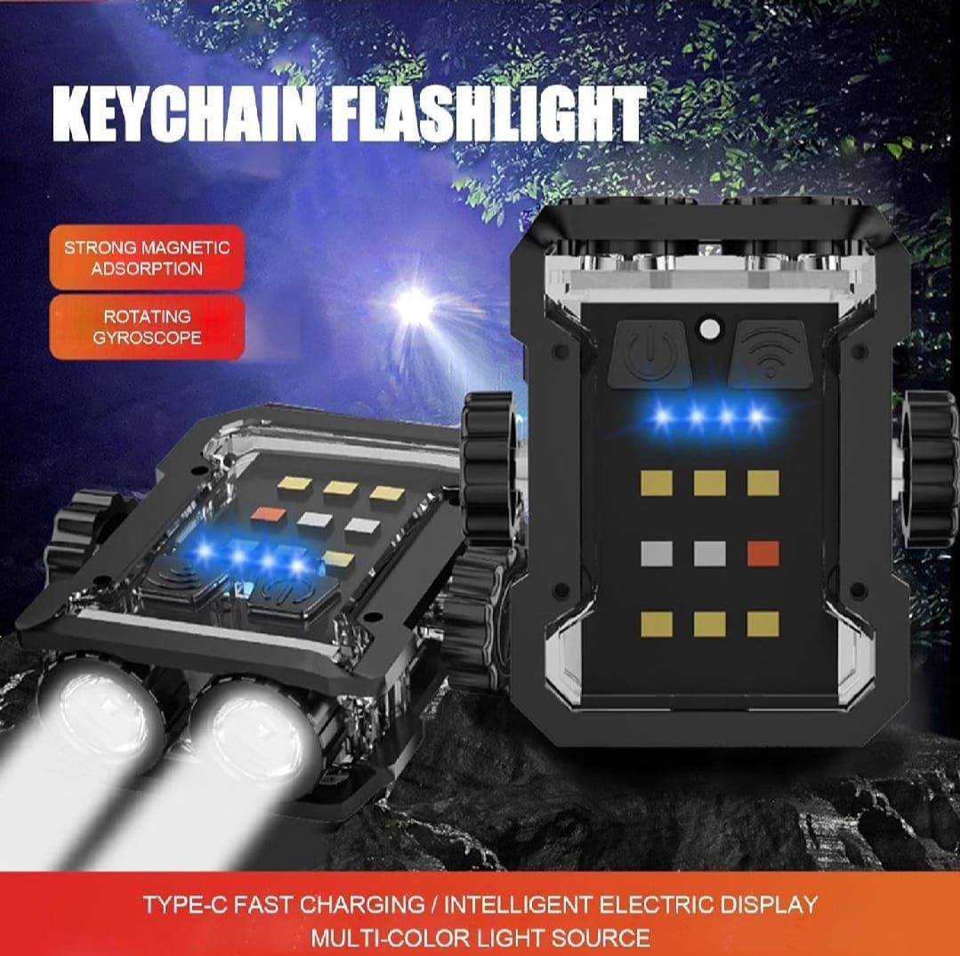 Magnetic Mini EDC Flashlight 1000 Lumens Keychain Flashlights 8 Modes Pocket Flash Light with White Red Blue Lights Small Flashlight for Camping, Running, Emergency, Hiking (Black) View Gallery - Pakistan