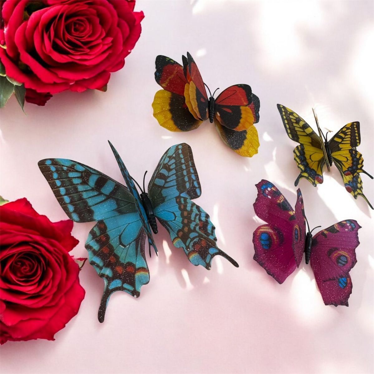 Pack of 12  3D Simulation Butterfly Fridge Magnet Decoration Craft buterfly magnets Butterfly Picks Ornaments Wall Decor (Random Design)