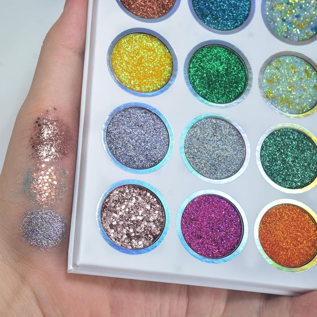 Glitter Butter Sparkle Eyeshadow Palette 9 in 1 Kit for Eye Makeup Shimmer Highlighter Metallic Eye Shadow, Rainbow Eyeshadow Pallets View Gallery - Pakistan