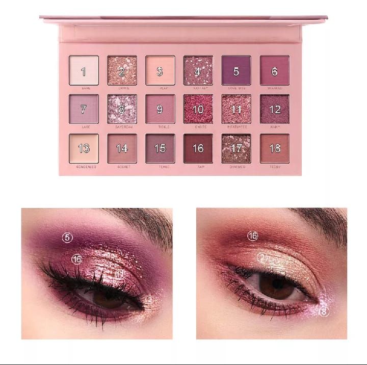 18 Shade Pearlescent Shimmer - Matte Waterproof NUDE Eyeshadow Palette View Gallery - Pakistan
