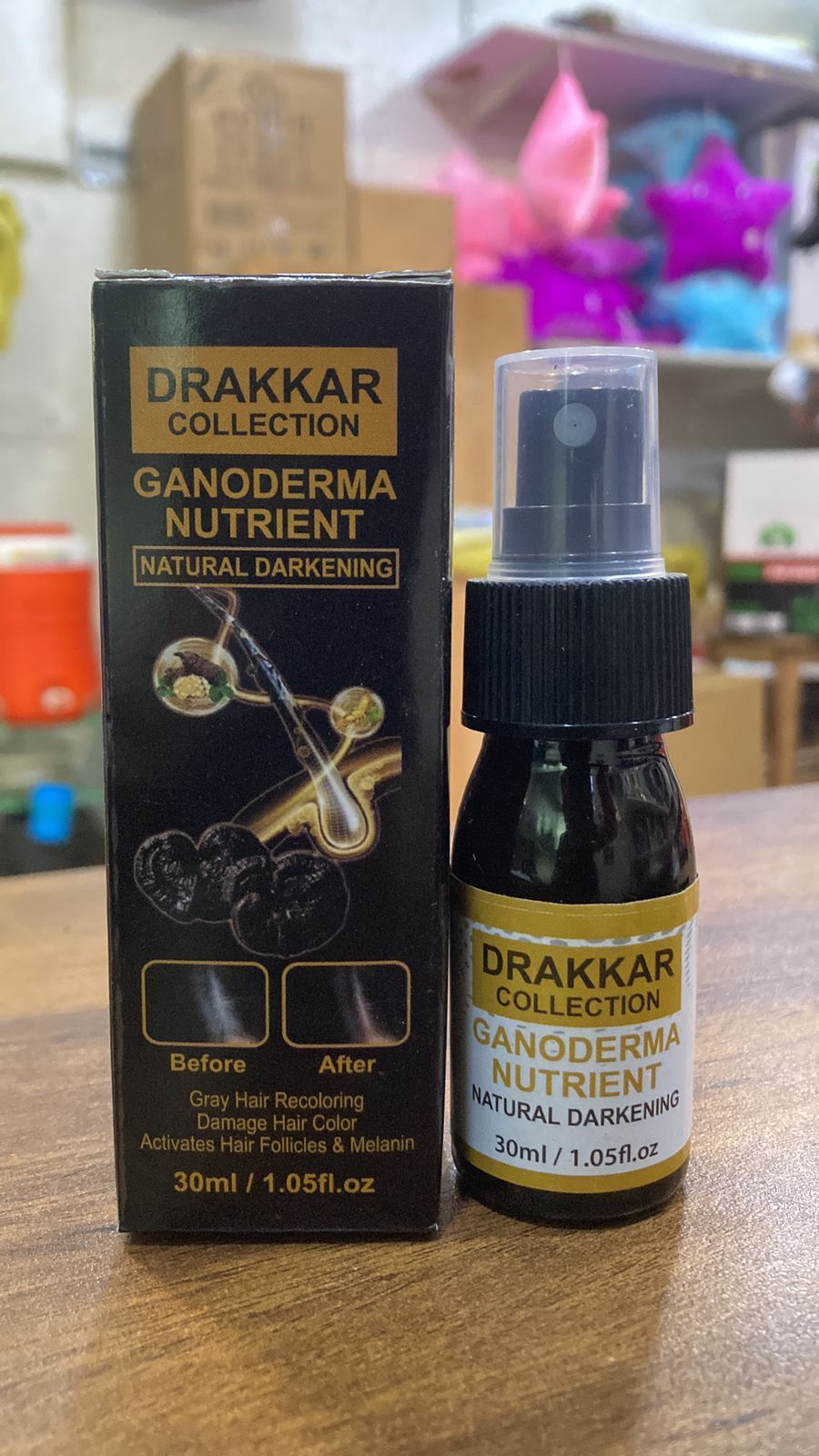 Anti-Greying Hair spray , Drakkar spray  for Hair, Organic Ganoderma, Inverted Essence for Grey Hair, Darkens Your Hair Naturally Without Damaging (30ML) View Gallery - Pakistan
