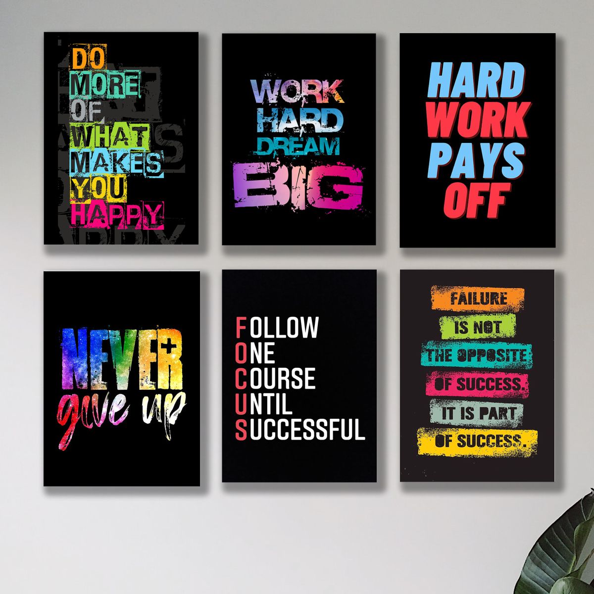 set of 6 Motivational sticky canvas frames for wall decore / sticky phototiles View Gallery - Pakistan