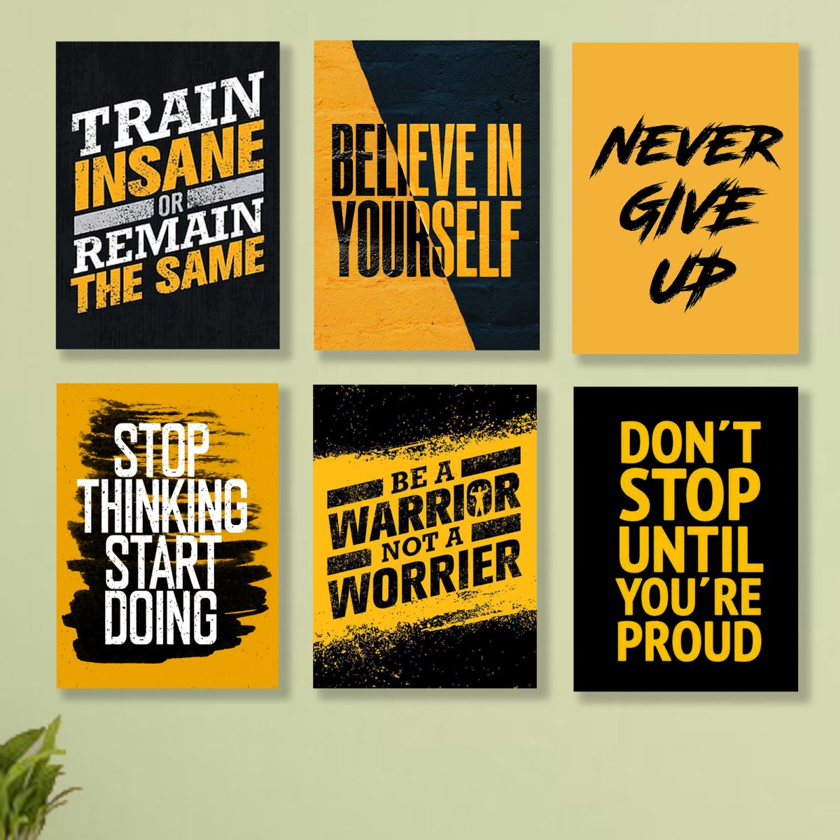 set of 6 Motivational wooden canvas frames for wall decore / sticky phototiles View Gallery - Pakistan