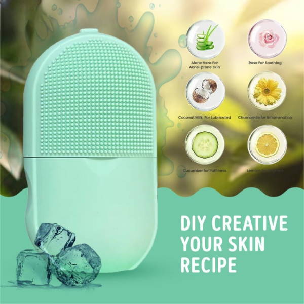 Ice Roller Facial Massage | Silicone Cleansing Ice Lattice | Ice Cube Roller With Scrub –(WITHBOX ) Random Color View Gallery - Pakistan