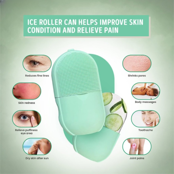 Ice Roller Facial Massage | Silicone Cleansing Ice Lattice | Ice Cube Roller With Scrub –(WITHBOX ) Random Color View Gallery - Pakistan