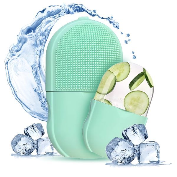 Ice Roller Facial Massage | Silicone Cleansing Ice Lattice | Ice Cube Roller With Scrub –(WITHBOX ) Random Color View Gallery - Pakistan