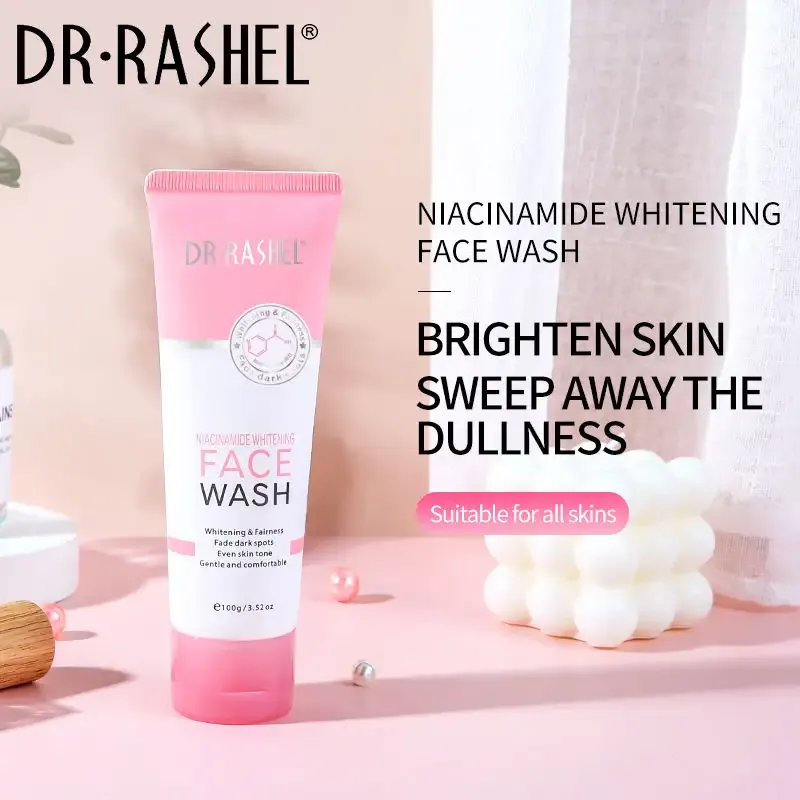 DR RASHEL Niacinamide Whitening Fade Dark Spots Face Wash | Brightening Lightening Facial Clean, 100g