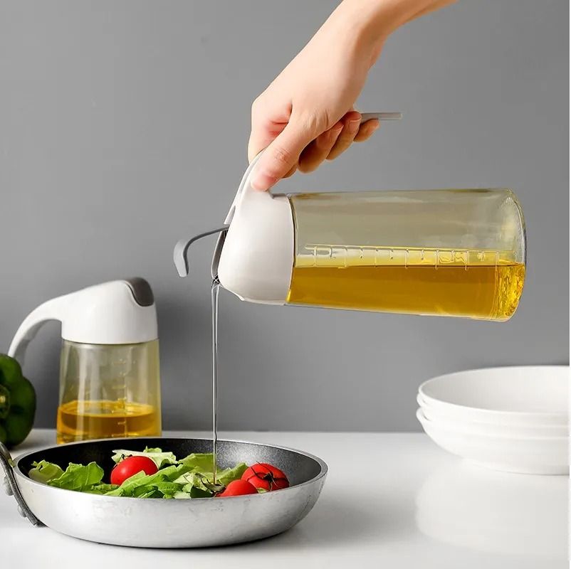 Glass Oil Bottle &amp; Dispenser Jug Dual-purpose Oil Dispenser For Pouring And Spraying, High-pressure sprayer for even oil distribution 450ml (random color) View Gallery - Pakistan