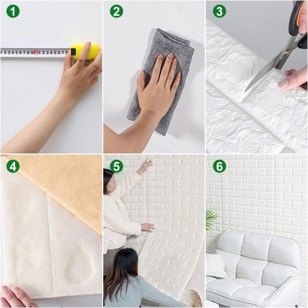 (1piece )3d Wall Stickers Faux Brick White Brick | Bedroom Home Decor Waterproof Self Adhesive Living Room Wallpaper View Gallery - Pakistan