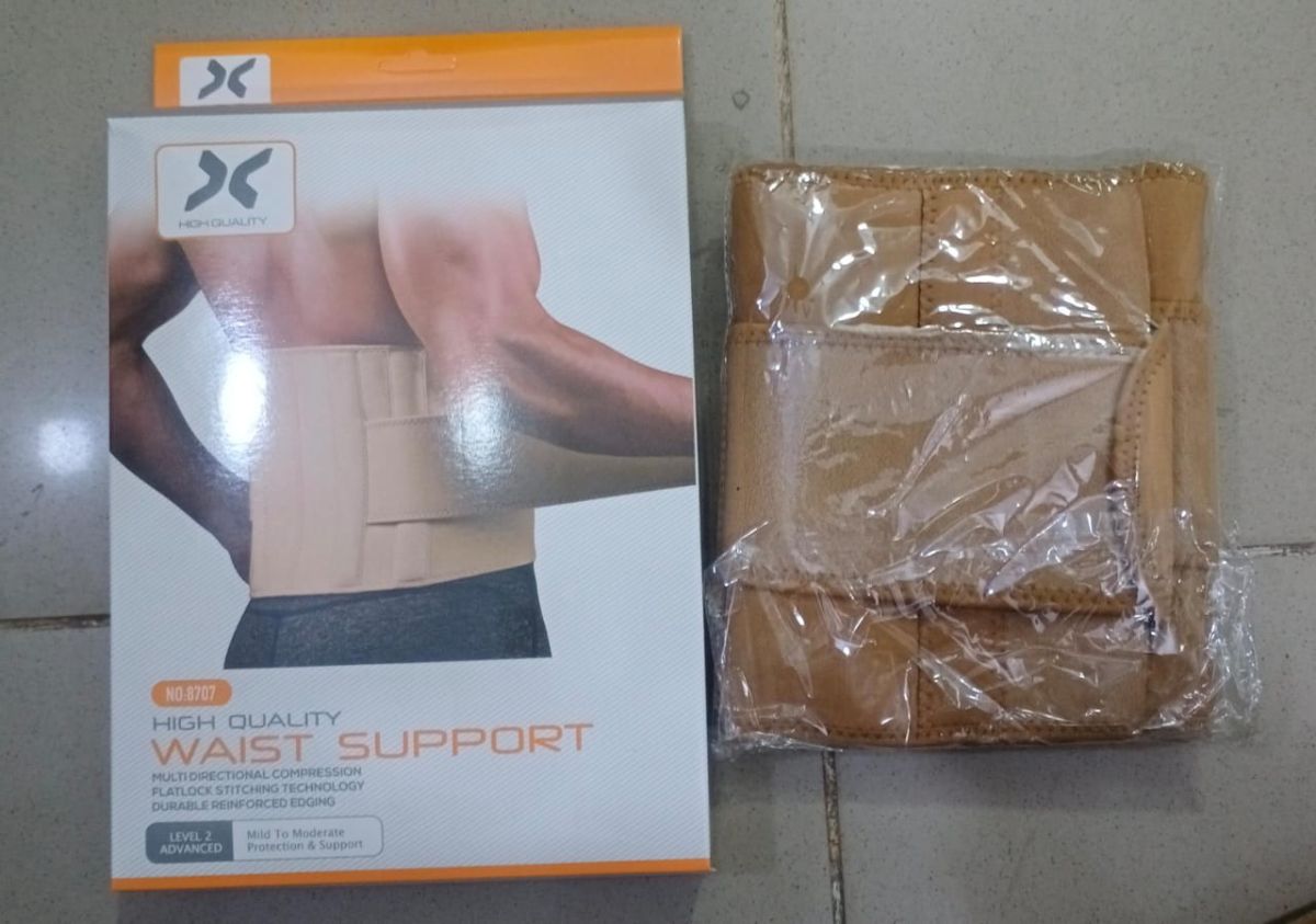 Waist Support Waist Trimmer Weight Loss Slimming Belt | Fitness Belt Back Waist Support Sweat Belt Waist Trainer | Double Support | Free Size Adjustable | Gym Equipment ( Random Color ) View Gallery - Pakistan