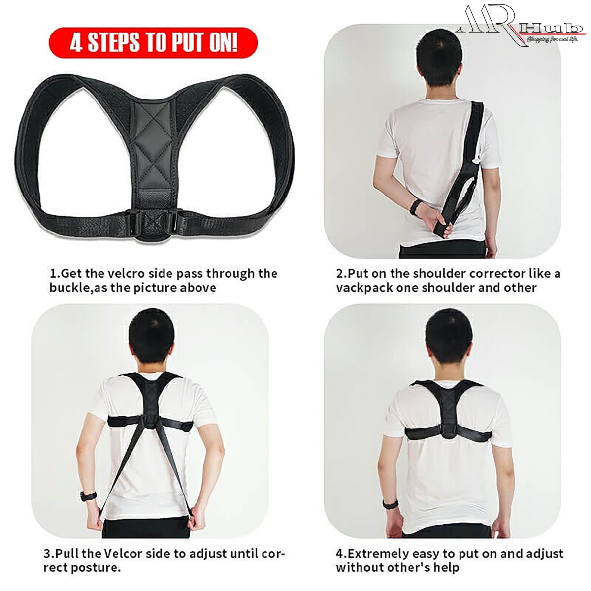SN-660 Smart care brand Posture corrector Upper back support Strong grip Shoulder Support Relief and Back Pain Relief Belt - Adjustable Posture Support Brace for Men and Women View Gallery - Pakistan