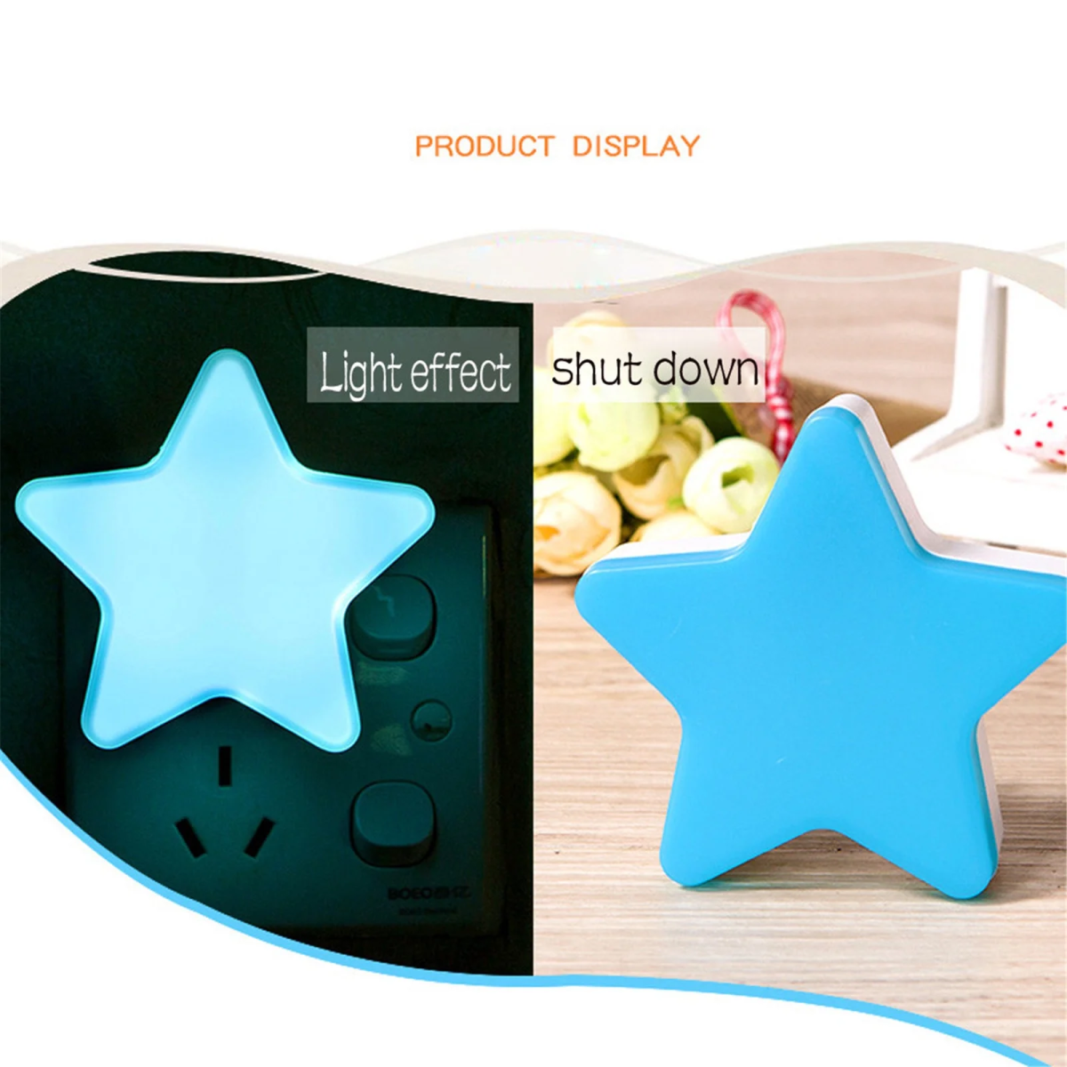 1 PC LED Night Light Sensor Control Night Lamp Energy Saving LED Sensor Lamp Star Shape Nightlight for Children Kids Bedroom Plug ( Random Color) View Gallery - Pakistan