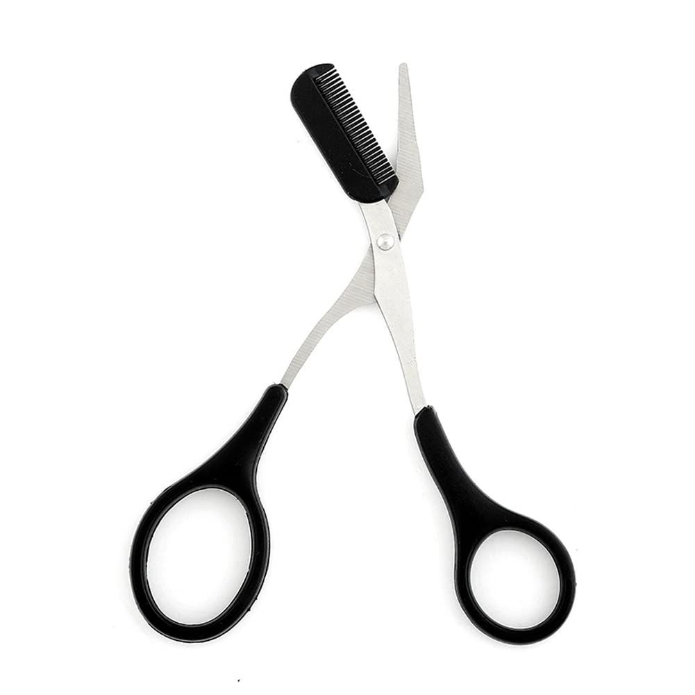 Scissors Eyebrow Trimmer Scissors Comb Stainless Steel Brow Hair Scissors Clips Shaping Grooming Trimmer Makeup Accessories(random color) View Gallery - Pakistan