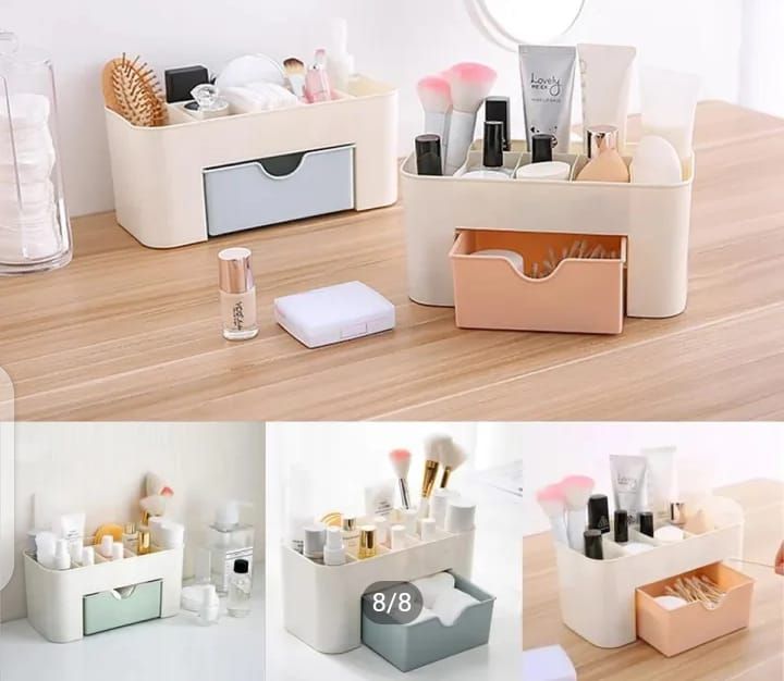 Plastic Makeup Storage Box With Small Drawer For Bathroom, Organizer Drawers, Makeup Brush Organizer Space- Saving Space Storage Box(random color) View Gallery - Pakistan