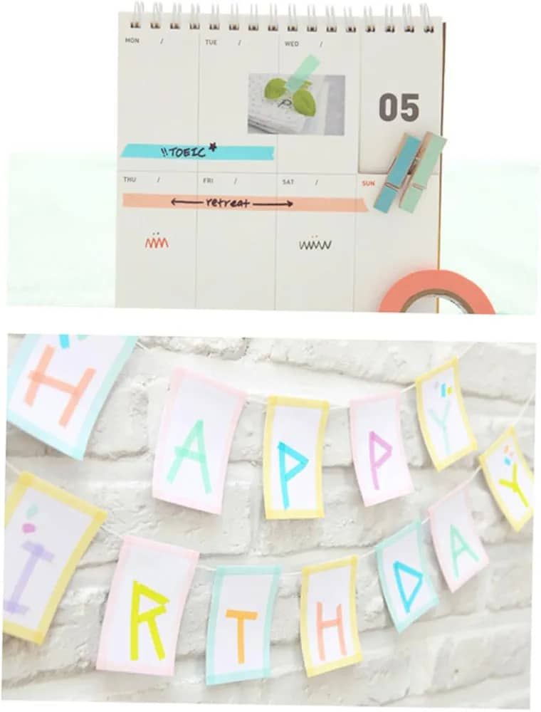 10 Rolls Chic Washi Tape Colorful Rainbow Design Removable Decorative Tape for DIY Stationery Wrapping Photo Album (Random Color) View Gallery - Pakistan
