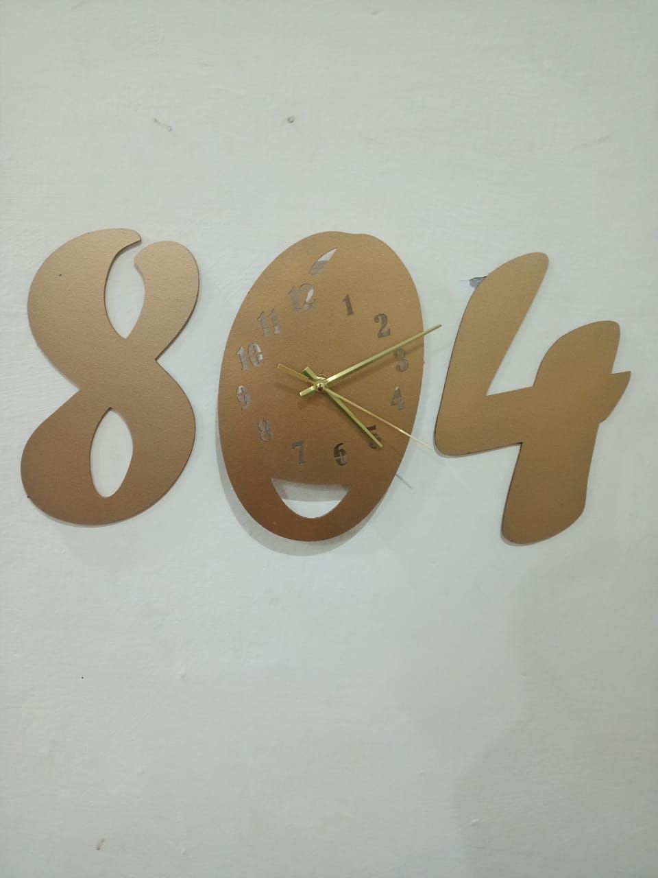 3d wall clock Wooden  Golden color  Wall Clock (804) View Gallery - Pakistan