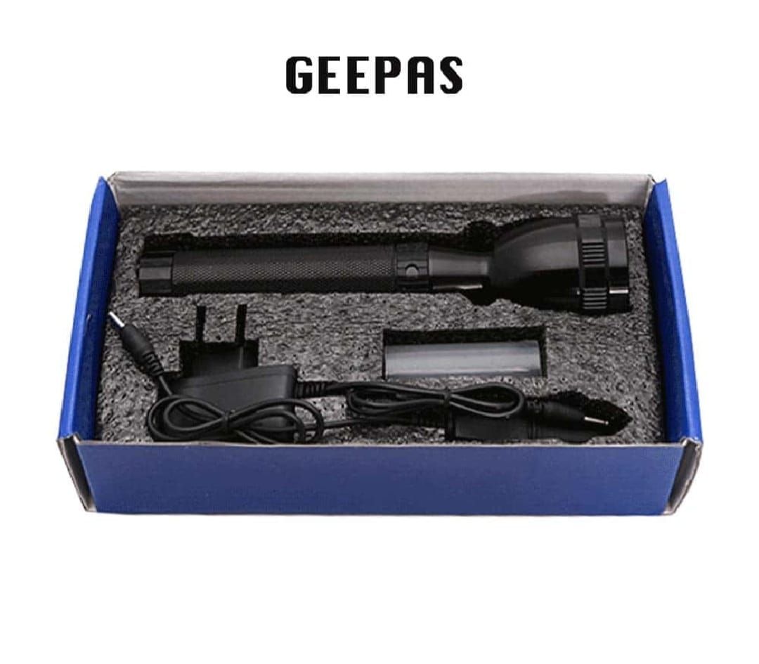 NEW EMERGENCY GePass Rechargeable LED Flashlight, 100,000 Hours of LED Life, Long Range Beam, CREE LED, Outdoor and Indoor Lights, Bright Light, Camping Torch | GeePas RL 601 View Gallery - Pakistan