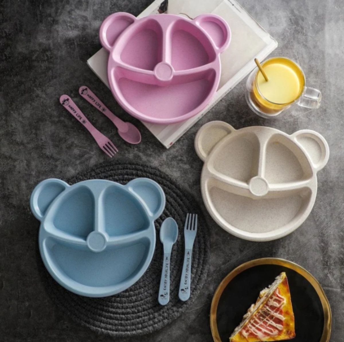 5 Piece Multi Color Panda Plates With 3 Spoons And 2 Forks Household Food Grade Plastic Plates Set(Random color)) View Gallery - Pakistan